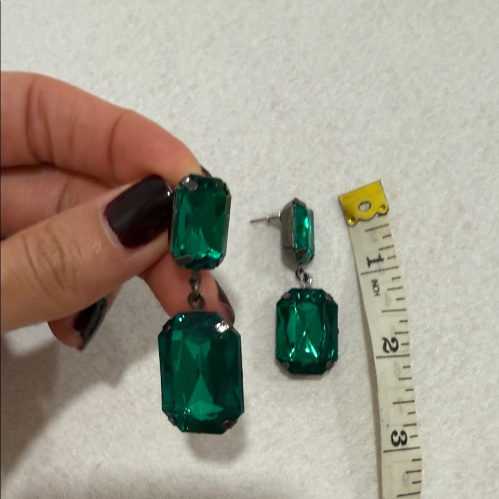 On Running Green Gemstone Earrings